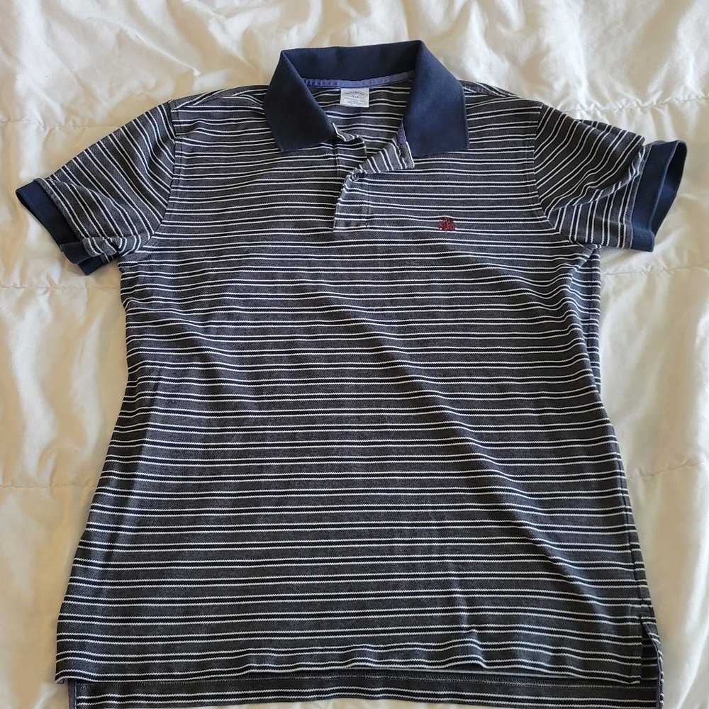BROOKS BROTHERS Polo Men's Shirt Size L Navy Blue Striped